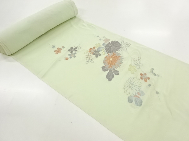 アンティーク　流水に菊模様織出しコート地羽尺反物